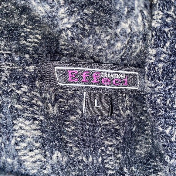 CREAZIONI EFFECI Double Breasted Hooded Sweater Cardigan Black & Gray Size Large - Picture 6 of 6